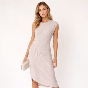 Zero + Maria Cornejo Asymmetrical Draped Stretch Midi Dress Sz 4 Minimalist